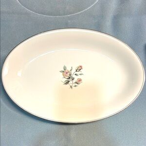 Noritake 1950’s Rossina Floral Oval Serving Platter - White with Pink and Green